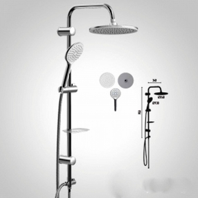 BARA DUS CU DIFUZOR 240 MM + DIFUZOR 130 MM SUPORT REGLABIL SI FURTUN CROMAT SILVER GREY 150 CM