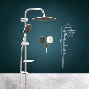 BARA DUS CU DIFUZOR 240 X 240 MM PE SUPORT REGLABIL AQUA  CHROME SPACE 150 CM
