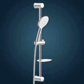 BARA DUS CU CU DIFUZOR 130 MM PE SUPORT REGLABIL + TUB FLEX DELUXE 150 CM GRI ARGINTIU