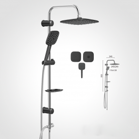 BARA DUS CU DIFUZOR SUS 240*240 mm SI DIFUZOR PE.SUP.REGL.AQUA BLACK