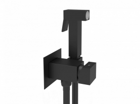MISCELATOR ÎNGROPAT CU FURTUN NEGRU-MAT 1/2X1/2, L1200 ȘI DIFUZOR PATRAT PENTRU BIDEU