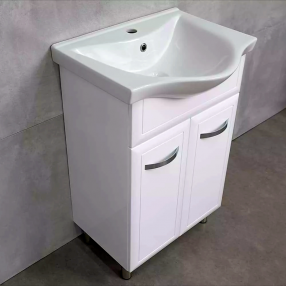 DULAP PENTRU BAIE PE PARDOSEALĂ BAYRO ALLURE DUO SUB LAVOAR ALBA 650 ALB, LAVOAR APLICAT SANOVIT ALBA 650X465X175